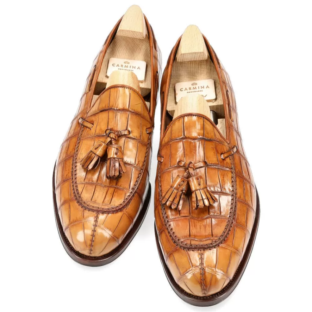 Fashion Carmina ALLIGATOR MOCASINES DE HOMBRE CON BORLAS 734 FOREST CUERO